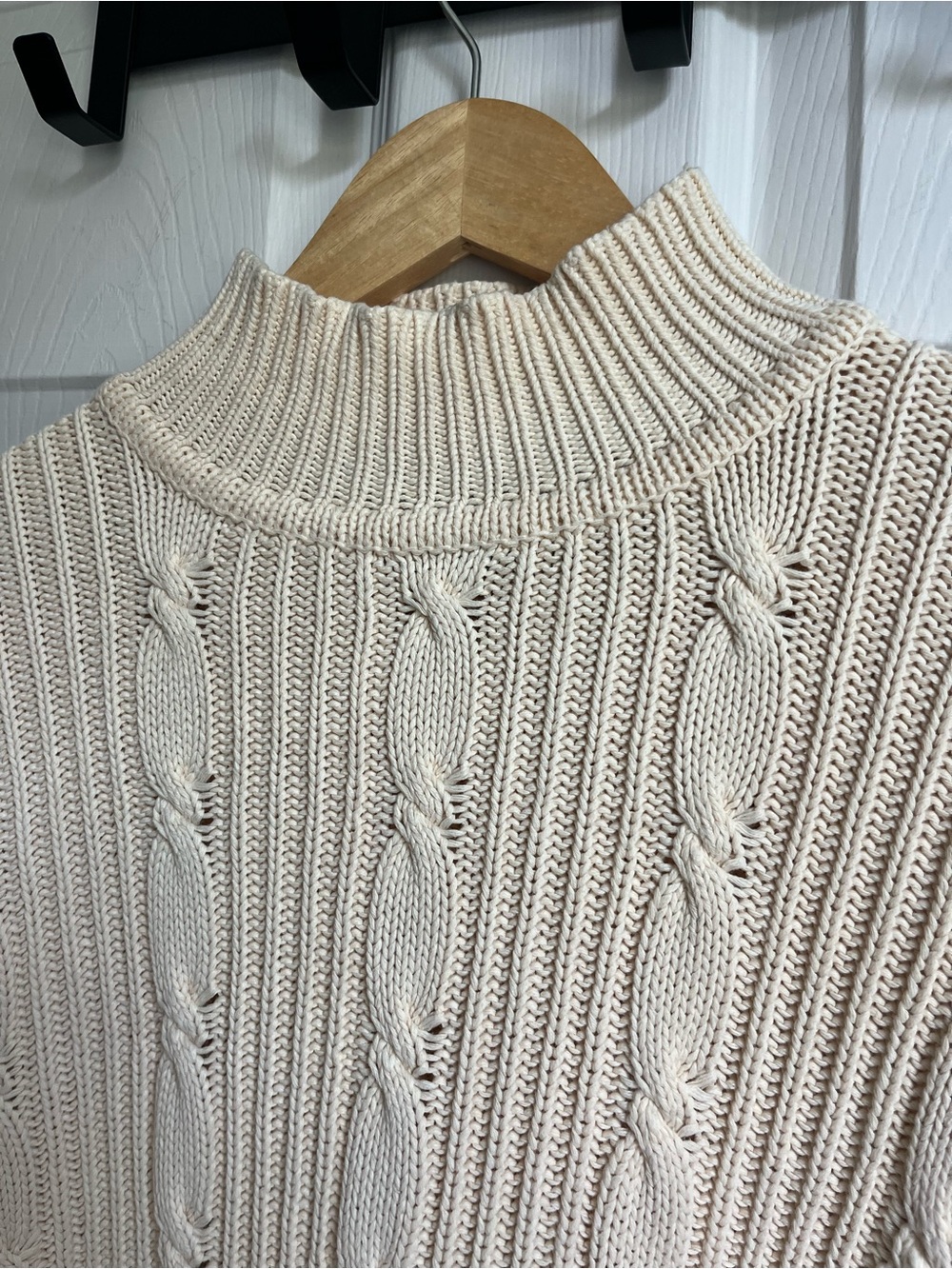 Vintage Liz Sport Liz Claiborne 100% Cotton Cable Knit Mock Neck Sweater M - Picture 5 of 13
